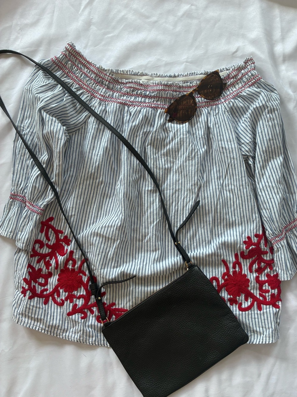 Westport Blue and White Striped Smocked Top